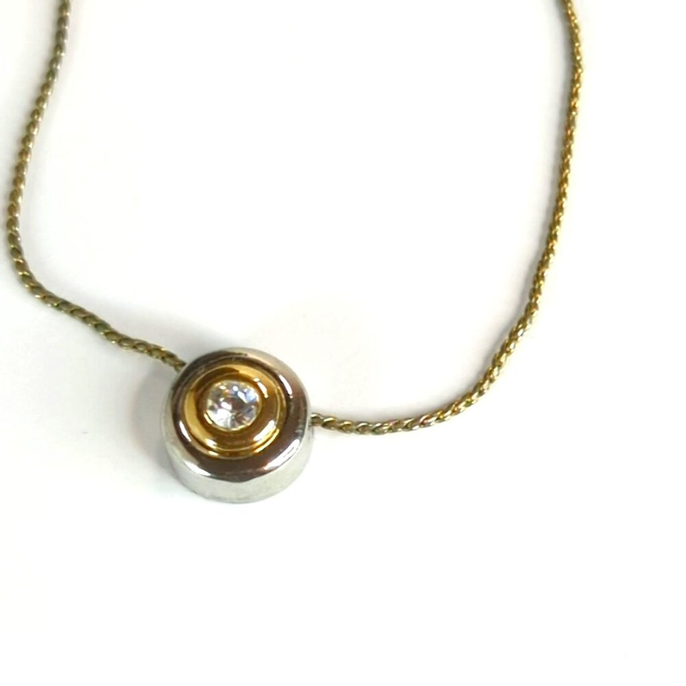 Lauren Conrad LC Gold Silver Tone Round Solitaire Pendant Necklace - Picture 4 of 6